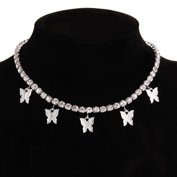 Butterfly Pendant Choker Necklace - Picture 2 of 2